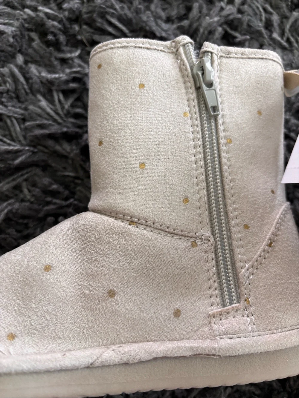 OshKosh B'gosh Beige Boots with Gold Dots